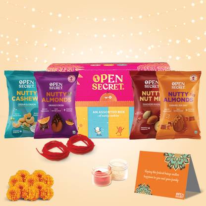 OPEN SECRET Festive Chocolate and Flavoured Dry Fruits Cookies Gift Hamper with festive card Bites