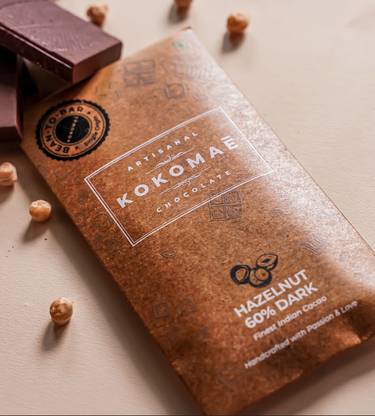 KOKOMAE 60% Dark with Hazelnut | Indian Single Origin | Organic | Vegan | Dark Chocolate Bars