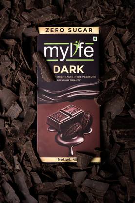 Mylife Zero Sugar Dark Chocolate, Rich Cocoa Dark Chocolate Bar, No Added Sugar, Bars