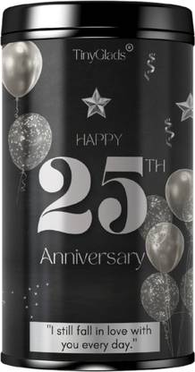 TinyGlads Chocolate Truffles Jar with Love Message | Silver jublie Wedding Anniversary Truffles