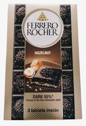 FERRERO ROCHER Dark 55% Cocoa In Fine Chocolate With Hazelnut Shell 3 Tablets Inside (3x90g) Bars