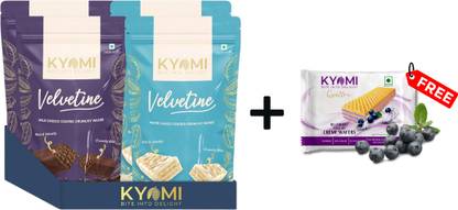 Kyomi Velvetine MILK Choco & White choco Coated Crunchy Wafers (320g Total) Bars