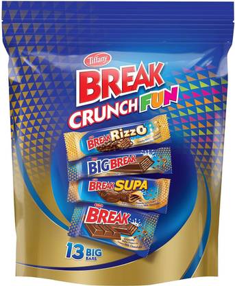 Tiffany Break Crunch Fun Crunchy Wafer Fingers in Creamy Caramel Milk Chocolate 13Big Bars