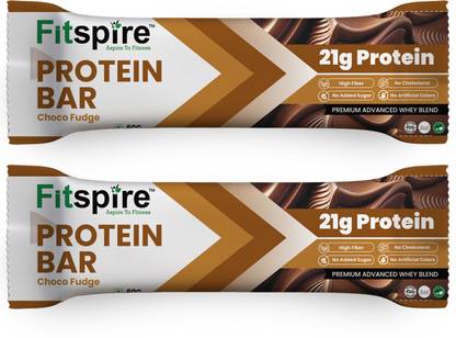 Fitspire Protein Bar - Choco Fudge 60gm | 21 gm Whey Blend Protein Muscle Gain Bars