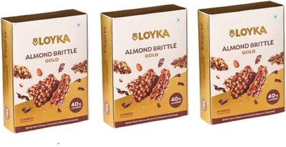 loyka Almond Brittle Classic Box - (12 Pieces x 16.66 gm -200 GMS)- Pack of 3 Brittles