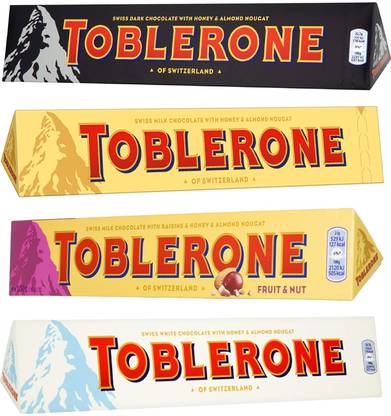 Toblerone COMBO SWISS CHOCOLATE (4 x 100 gm) DARK,MILK,FRUIT & NUT,WHITE Bars