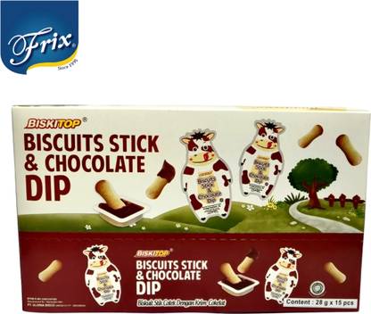 FRIX BISKITOP Biscuits Stick & Chocolate Dip (15 Pcs x 1 Box) E-33 Fudges