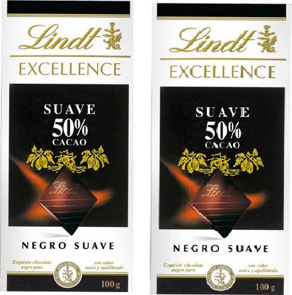 LINDT Excellence Dark Chocolate 50% Cocoa, 100 Grams pack Of 2 Bars
