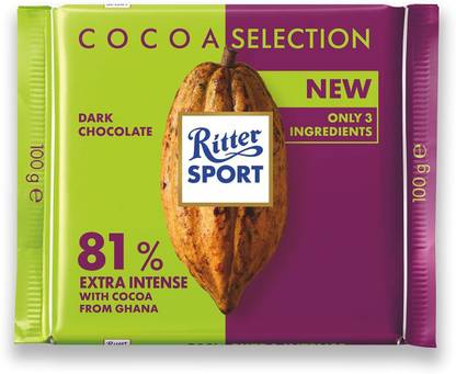 Ritter Sport 81% Dark Chocolate Ghana | Imported from Germany | Fresh Milk Chocolates Bars
