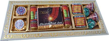 FabBites Diwali Gift Item/Box/Hamper/Pack Cracker shape Chocolate Tray for Kids/Friends Bars
