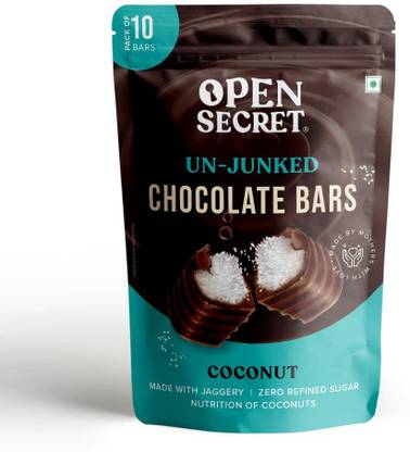 OPEN SECRET Chocolates Box Gift | Coconut Chocolate | No Refined Sugar | 1 Pack -4 Bars Bars