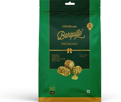 BARQUILLO Pistachio Premium Chocolate filled with Pista Flavoured Cream Bites