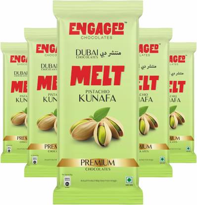 engaged Pistachio Kunafa chocolate Bar, 60gm (Pack of 5), 300gm Bars