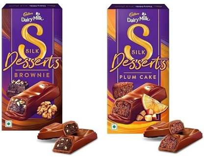 Cadbury SET SILK DESERT PLUM CAKE WITH SILK DESERT BROWNIE COMBO PERFECT GIFT TO GIVE Bars