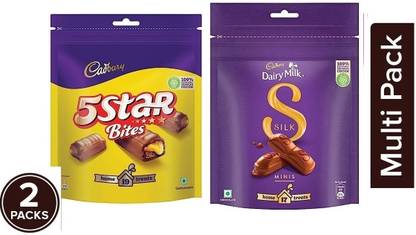 Cadbury 5 Star Chocolate Home Bars 191.9 g & Dairy Milk Silk Chocolate Home 153 g Gift Bars