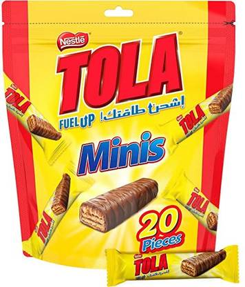 NESTLE Tola Minis Cripsy Wafer Covered With Caramel & Milk Chocolate 20 Pieces (UAE) Bars