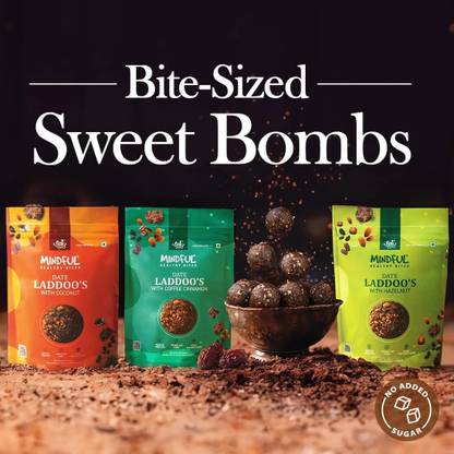 Eat Anytime Assorted Sugar Free Healthy Dates Laddoo's in 3 Flavours - Combo of 3 Bars
