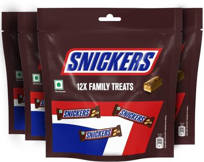 SNICKERS Family Treats Peanut Chocolate Pack with 12 Treats Inside Bars