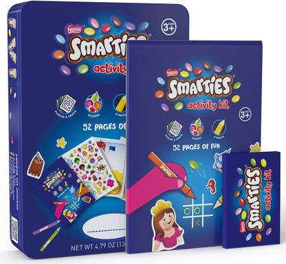 NESTLE Smarties Activity Kit, Puzzles & Craft, Stickers, 8 Pencils, (Age 3 +) Bites