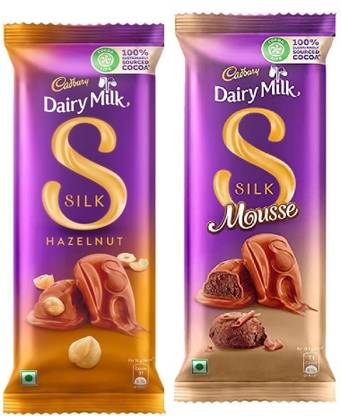 Cadbury Dairy Milk Silk Whole Hazelnut Chocolate & Dairy Milk Silk Mousse Chocolate Bars
