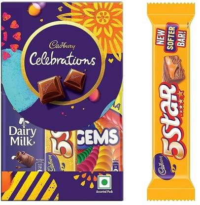 Cadbury Celebrations Chocolate Gift Pack 60g & 5 Star Chocolate Bar, 40 gm Bars