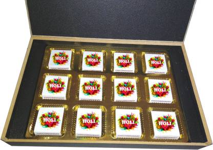 CHOCOINDIANART Nice Happy Holi-12pcs Delicious Chocolate Gift Box 18 || Truffles