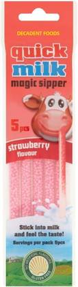Decadent Foods Quick Milk Magic Sipper Strawberry Milk Sipper Straws Bites