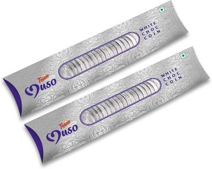 Tosca Muso Choc Coins Strip Combo | White Chocolate (20 pcs each Pack of 2) Bites