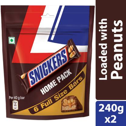 SNICKERS Chocolate , Loaded with Nougat & Caramel, Home Pack Bars
