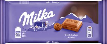 milka 100% Alpine milk chocolate with Crema de alune (IMPORTED FROM SWITZERLAND) Bars