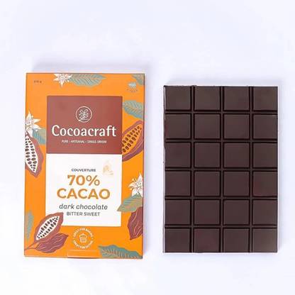 Cocoacraft 70% Cocoa Bitter sweet Dark Chocolate Couverture 210g Bars