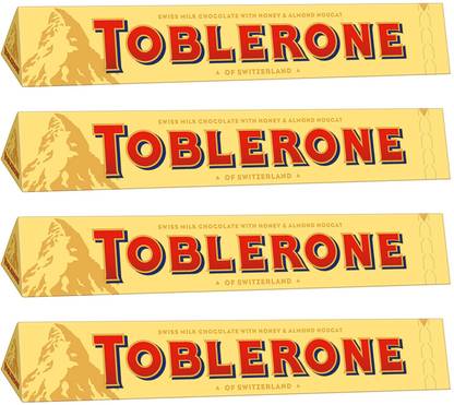 Toblerone SWISS MILK CHOCOLATE (4 x 100 gm) WITH HONEY & ALMOND NOUGAT Bars