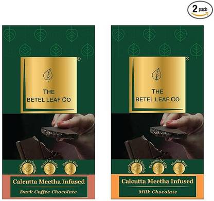 The Betel Leaf Co Calcutta Meetha Paan Infused Dark Coffee & Milk Chocolate Bar 100 Gm Pack Of 2 Bars