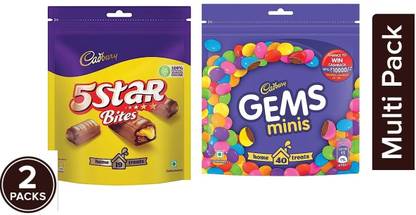 Cadbury 5 Star Chocolate Home Treats Bars 191.9 g & Gems Chocolate Home Treats 142gm Bars