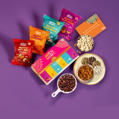 OPEN SECRET Festive Chocolate and Flavoured Dry Fruits Cookies Gift Hamper with festive card Bites