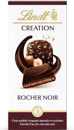 LINDT Creation Rocher Noir Dark Chocolate | Almonds and Hazelnuts Coated Bars