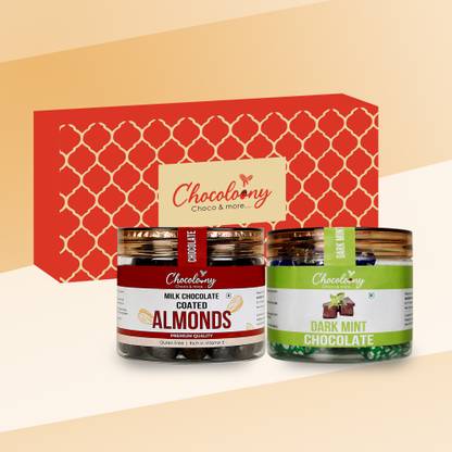 Chocoloony Coated Almond Nuts & Mint Chocolate Gift Hamper| Gift Box for All Occasion Truffles