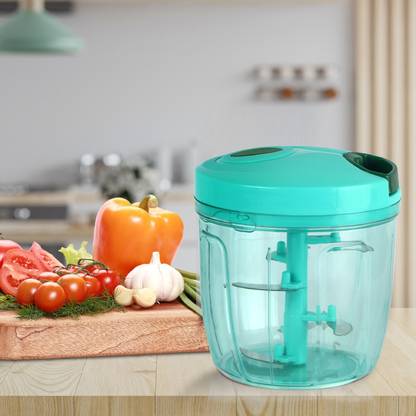 cello Multi Utility Magic Hand Chopper XL | 5 Stainless Steel Blades | 900 ml| Green Vegetable & Fruit Chopper