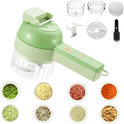 Holy Delight 4 in 1 Portable Electric Vegetable Cutter Set,Food Processor for with Brush Electric Vegetable & Fruit Grater & Slicer