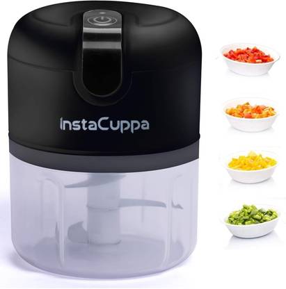 InstaCuppa Rechargeable Electric Chopper | USB-C Stainless Steel Blades | 1800 mAh Battery Electric Vegetable & Fruit Chopper