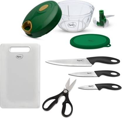 Pigeon by Stovekraft Chopper combo(400ml chopper, 3 knives set, 1 kitchen scissor, 1 chopping board) Kitchen Tool Set