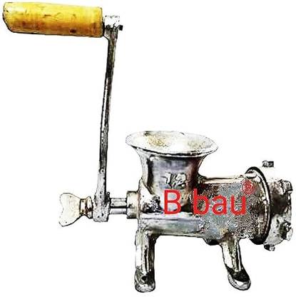 B bau ® Cast Iron Nickel Plated Manual Keema Machine Meat Mincer (12 Number) Chopper