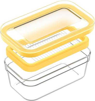 HOUSE OF QUIRK Stick Butter Container Dish with Lid for Fridge, Easy Cutting -12.3X19X5 cm Grater & Slicer