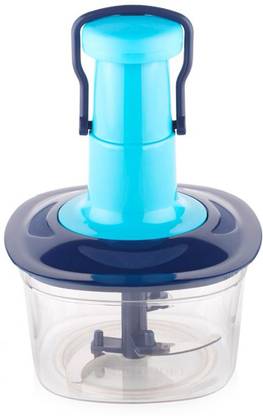 U Shine Ushine Handy Push Chopper with 3 Blades & Whisker (Blue, 650 ml) Vegetable & Fruit Chopper