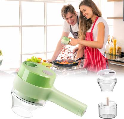 SOCHEP 4 in 1 Portable Electric Vegetable Cutter Set, Wireless Food Processor Electric Vegetable & Fruit Chopper