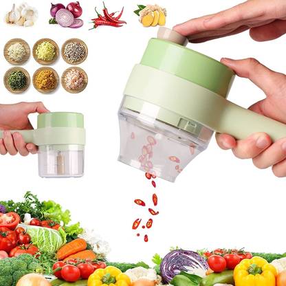Tradzone 4 in 1 Handheld Electric Vegetable Cutter Set Portable Wireless Garlic Electric Vegetable Chopper