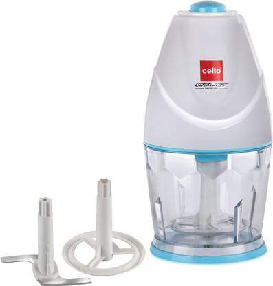 cello Chop-N-Chop Slice|Stainless Steel Blades|Low Noise & One Touch Button|White Electric Vegetable & Fruit Chopper