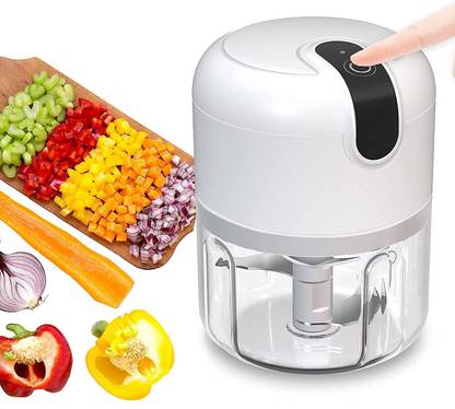Shopping & Mart by Garlic Portable Mini USB Wireless Stainless Steel Blades One Touch Rechargeable (250ml) Vegetable Chopper