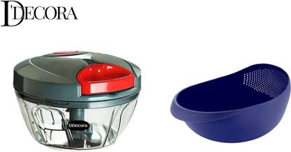 DDecora Combo Of 450 ML Vegetable Chopper, Rice Bowl, Colander Vegetable & Fruit Chopper