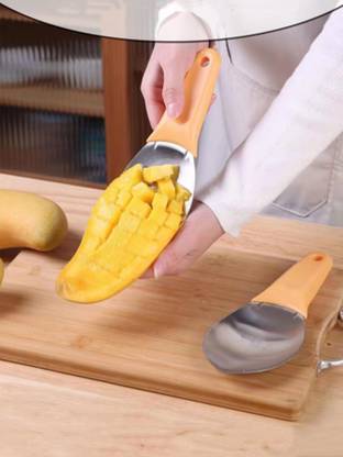 MOSHTU Mango Slicing Dicing Scooping Tool, Kitchen Tool for Making Fruit Salad Fruit Slicer